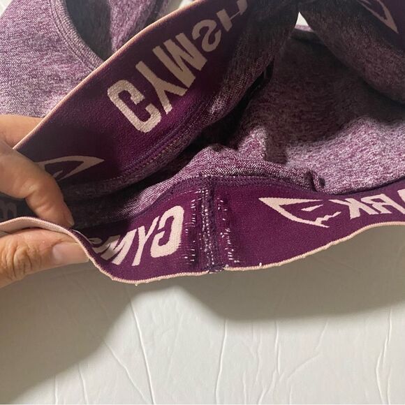 GYMSHARK Purple Space Dye Knit Racerback Sports Bra padded Size Small - Picture 7 of 8